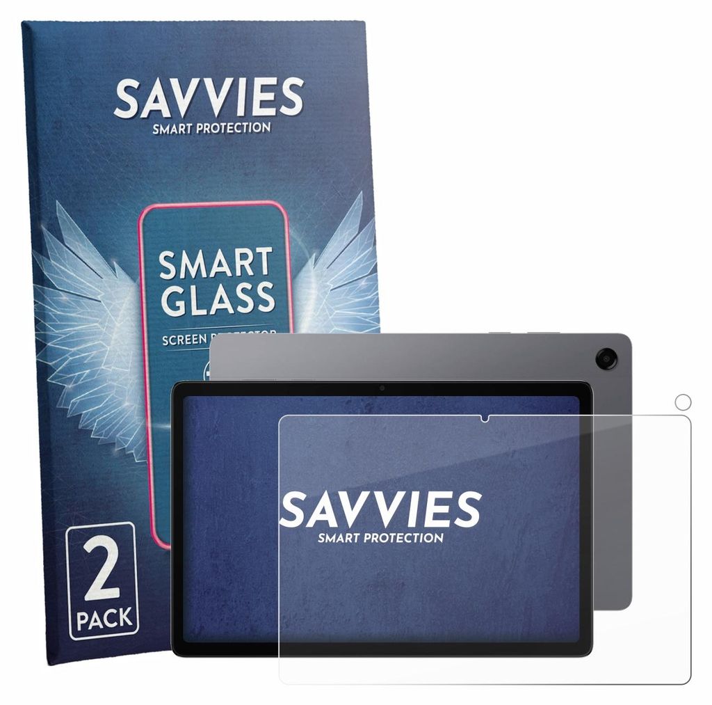 2x Savvies Schutzglas Folie für Samsung Galaxy Tab A11 Plus 5G 11" (Display+Kamera) 9H Panzer Schutzfolie Glas Displayschutz klar transparent