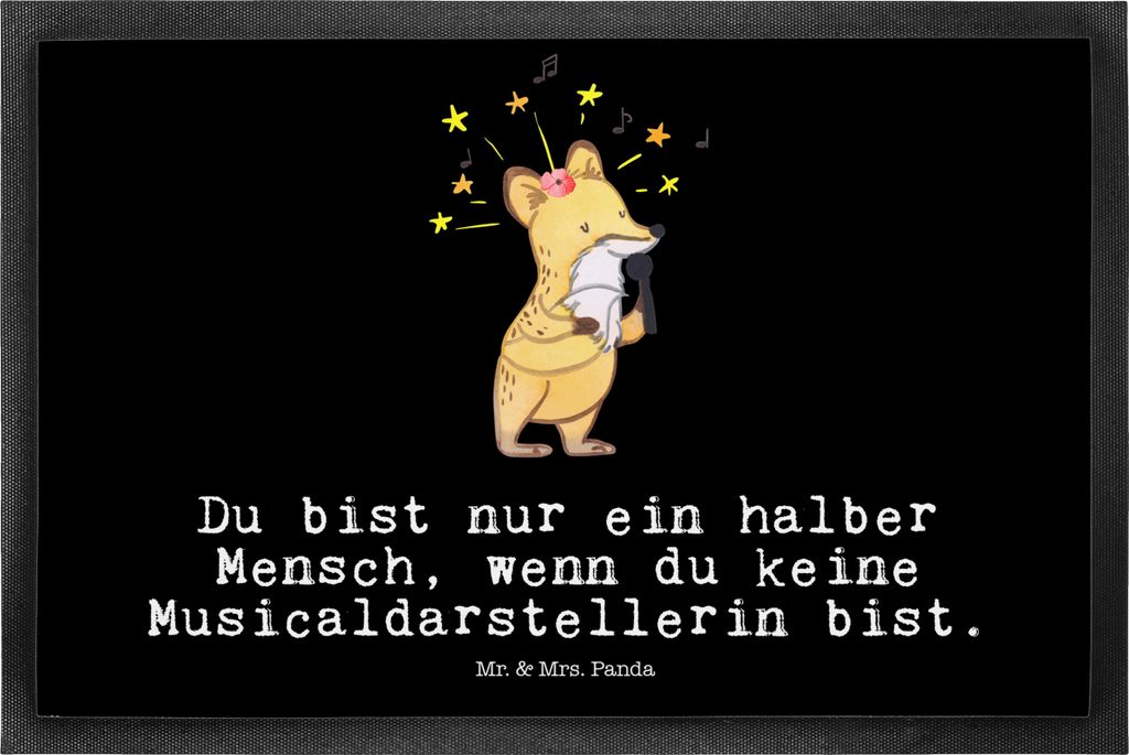 Mr. & Mrs. Panda Schmutzmatte Musicaldarstellerin Herz 50 x 75 cm - Schwarz - Geschenk, fußmatte, Fussmatte, Schmutzfangmatte, Fußabtreter, Türv...