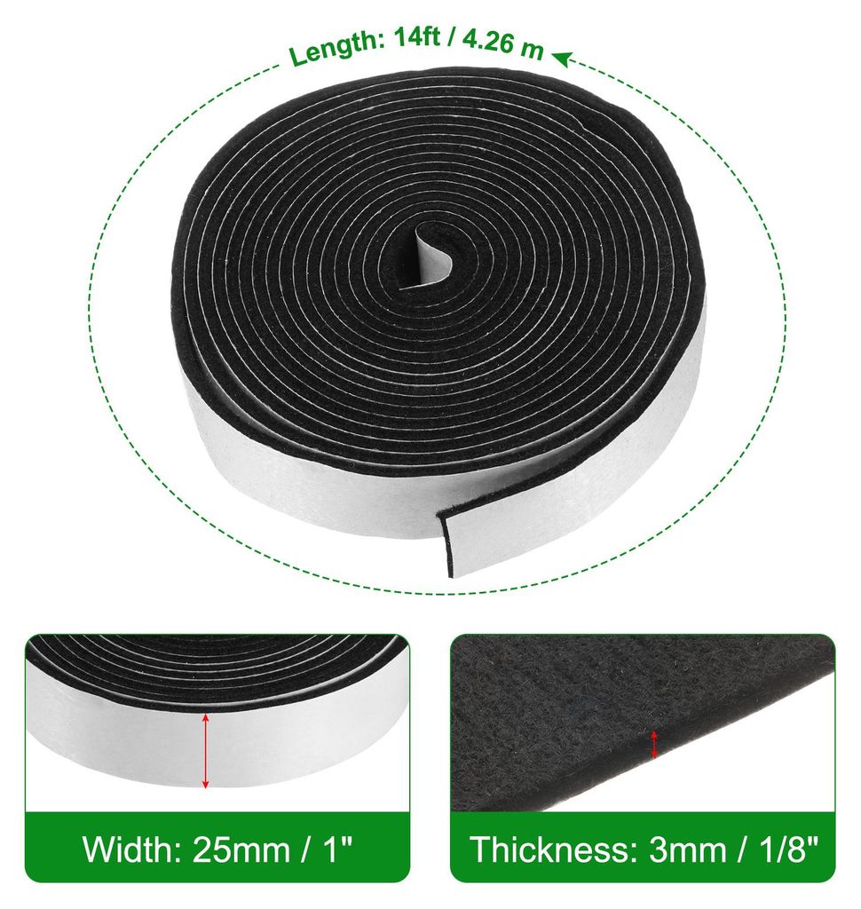 Smoker Dichtungsringe 14FT 1" x 1/8" Hochtemperatur-Grilldichtung Ersatz Hochtemperatur-BBQ-Dichtungsband BBQ Smoker Dichtung Selbstklebender Filz ...