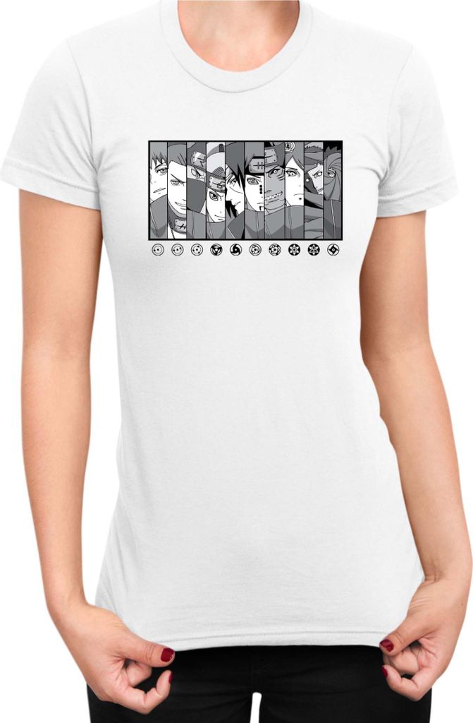 Damen T-Shirt Naruto Akatsuki Team Members 02, Lady 2XL / Weiß