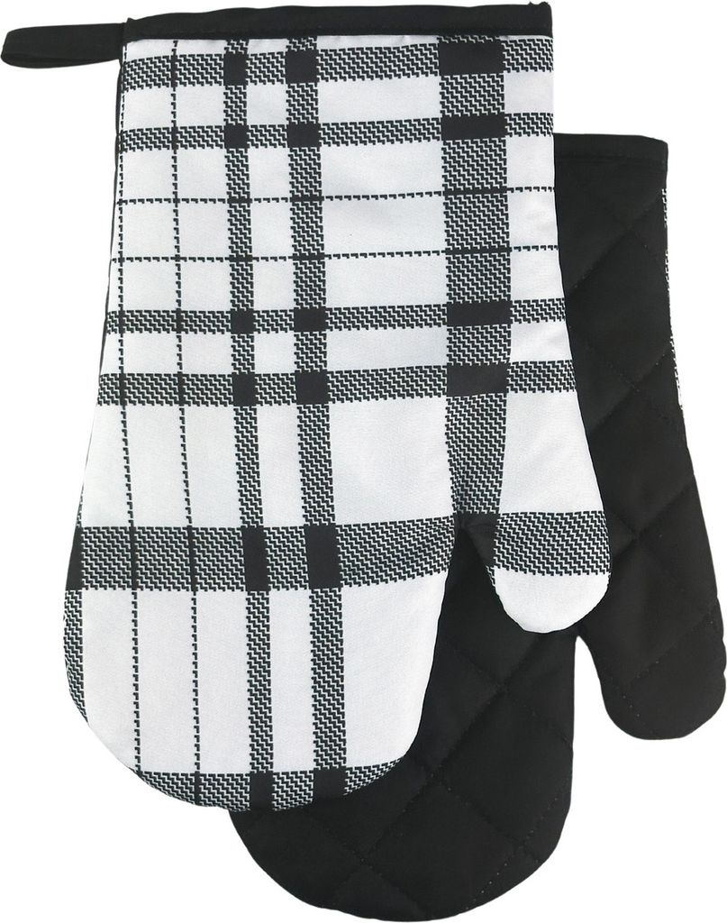 Set de gants de cuisine avec aimant Checks black grid Image du produit 