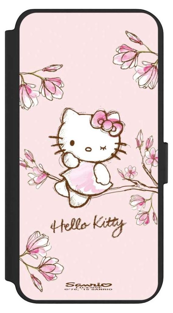 NIVOCASE Klapphülle für Samsung Galaxy S23+ Handyhülle aus Kunst Leder NIVOflip schwarz Fanartikel Hanami Hello Kitty