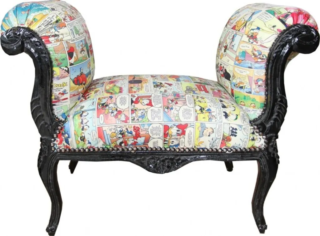Pouf Baroque Comic Design Édition Limitée Mod2 en Bois de Qualité