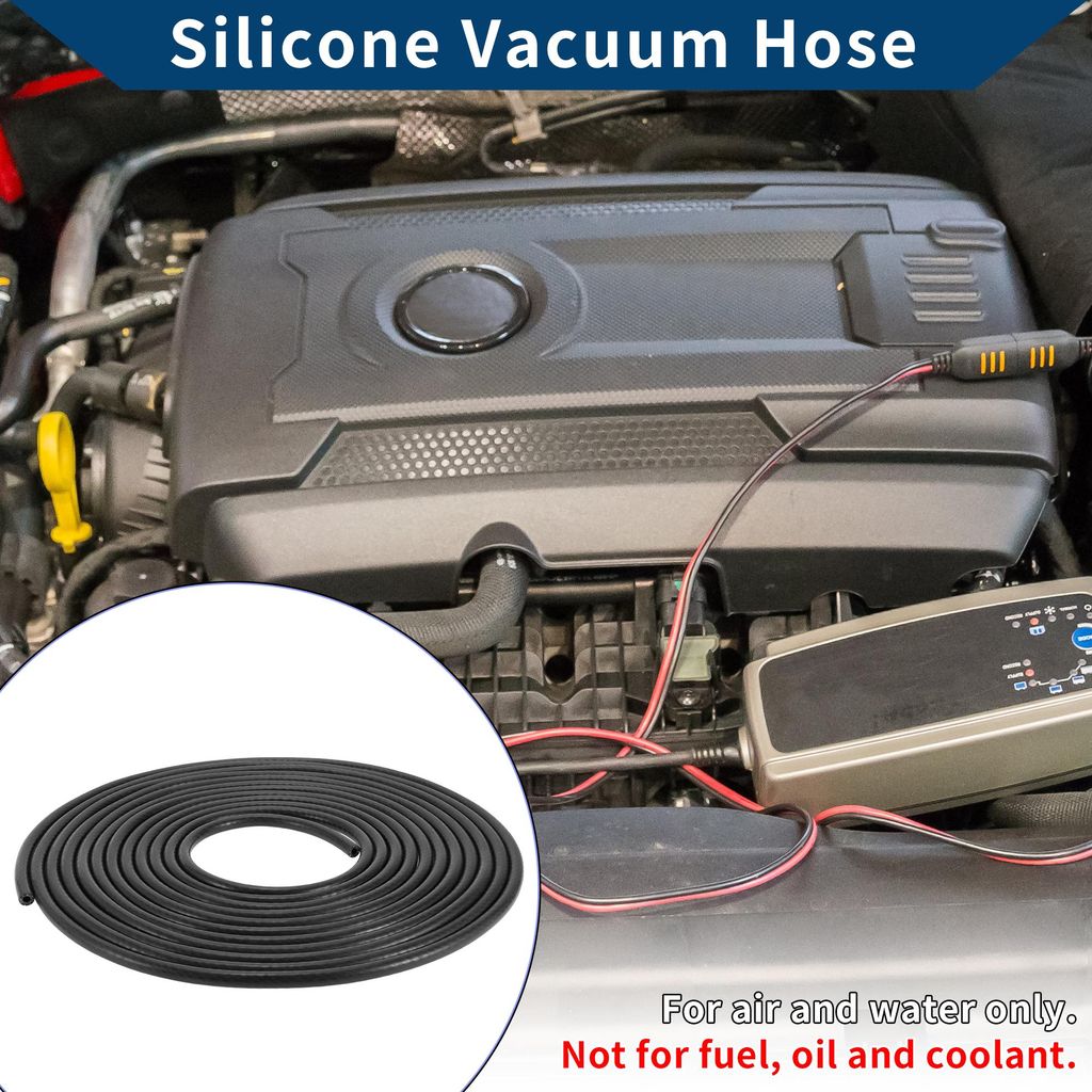 Silikon-Vakuumschlauch für Automobil-Vakuumsysteme Hochtemperatur 33 Fuß 1/4" 6mm ID 3mm Dicke 1 Stück Schwarz 130PSI Maximaldruck