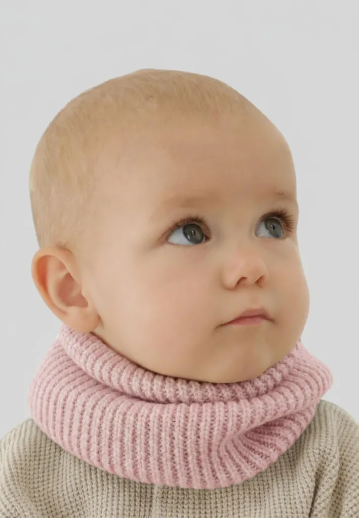 Sciarpa a Anello Bambina Maxte - Lana Extra Fine 100% Vanilla Pink - 4
