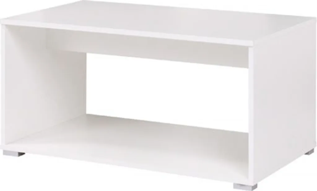 Table basse de salon rectangulaire blanche LIONU avec plateau laqué