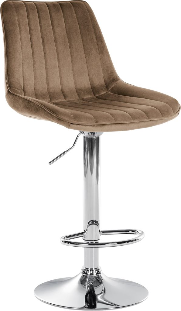 Barhocker HLO-CP296 Samt chrom braun