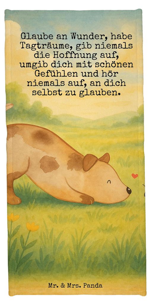 Mr. & Mrs. Panda Sport Handtuch Hund Marienkäfer Design - Grau Pastell - Geschenk, Mischlinghund, Sprüche, Hoffnungsvoll, Strandtuch, Badhandtuch...