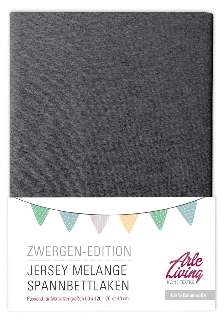 Melange Kinder Baby Jersey Spannbettlaken dunkel grau Produktbild 