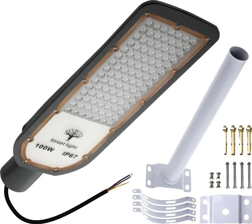 Lampadaire LED 100W avec mât extérieur étanche haute luminosité IP65