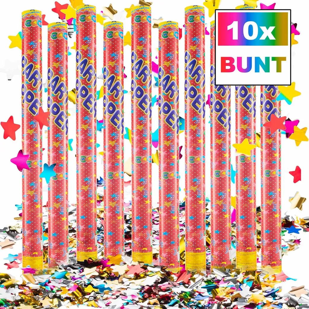 Canon à confettis XXL Rebellion lot de 10 pièces pour fêtes et soirées