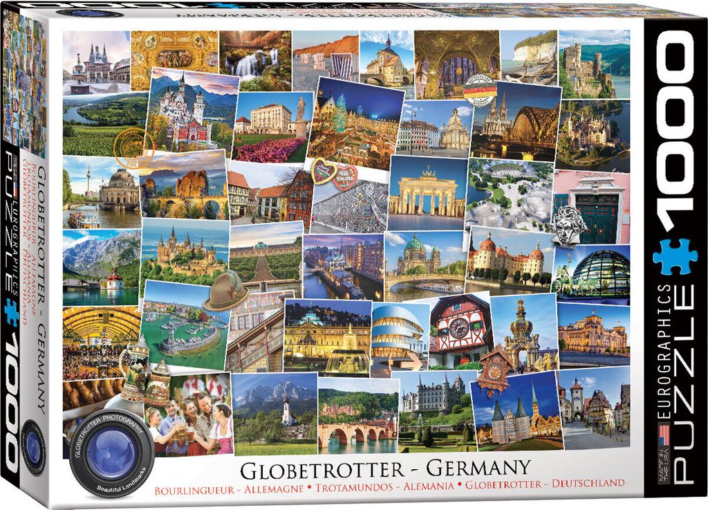 1000 Teile Puzzle - Puzzle - Traumziele in Deutschland + DeLuxe 3er Set Puzzle Zubehör
