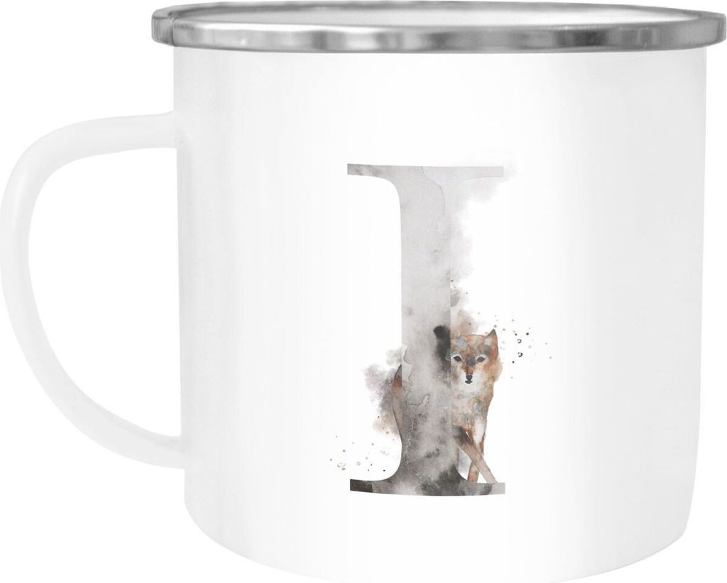 Emaille Tasse Becher Buchstaben-Tasse "I" Alphabet Monogram Zeichen Tasse mit Buchstabe Autiga I weiß-metall unisize