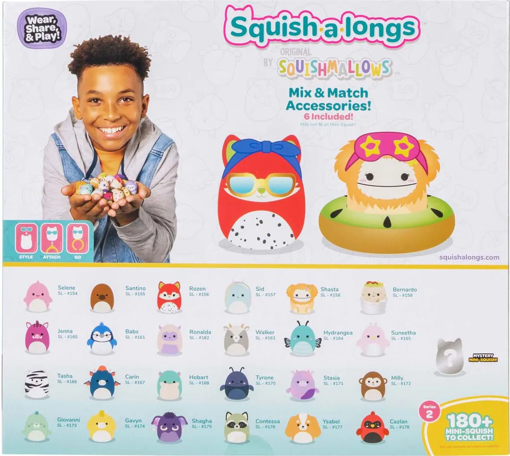 Squishmallows Squish-a-longs figurines 25 pièces pour jouer et décorer