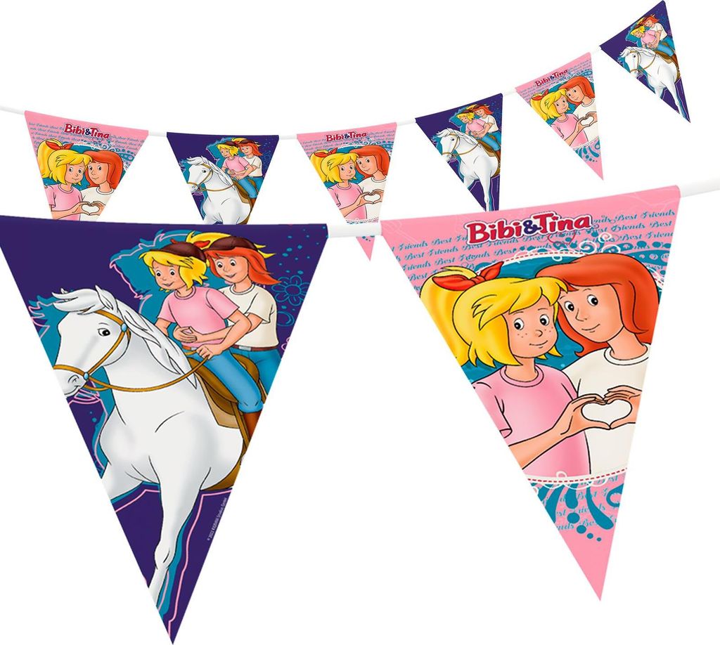 Wimpelkette Bibi & Tina 5 m Fahnenkette Dekoketten Tischdeko Kindergeburtstag