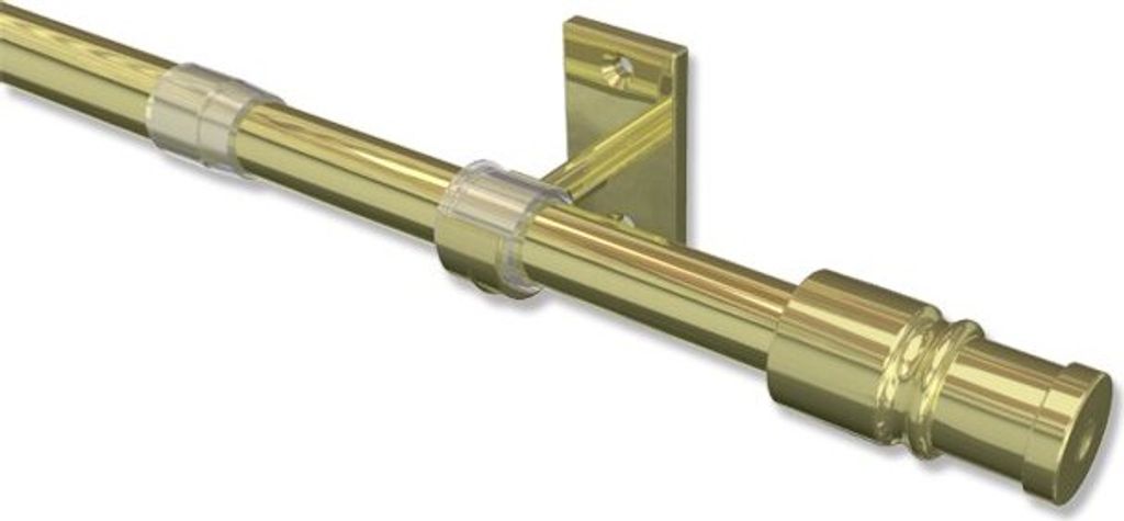Interdeco Caféhausstange, Scheibenstange Messing-farbig Modell Sora, 85-135 cm (Packung 2 Stück)