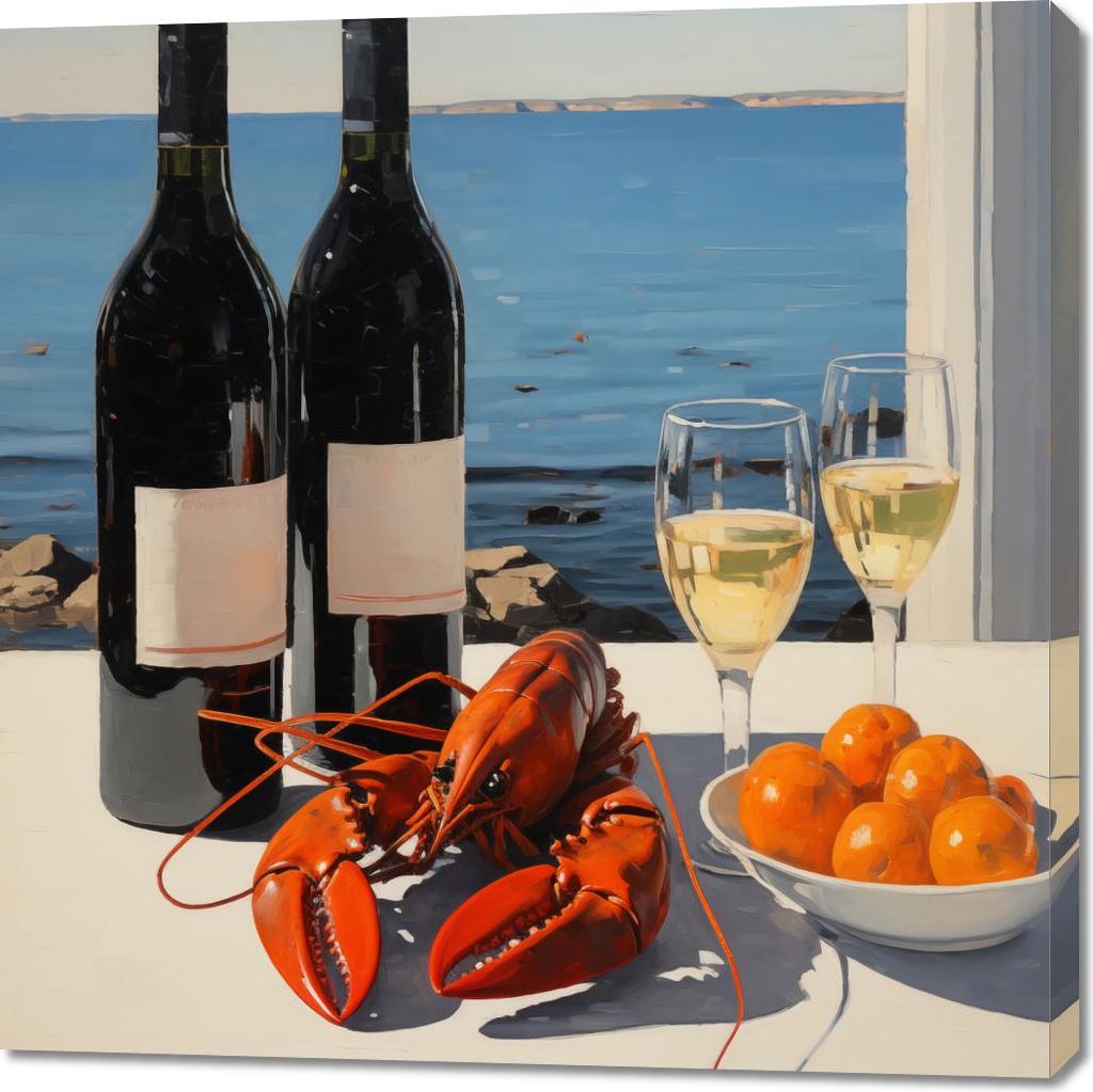 Bild 100x100cm Abendessen an der Bucht