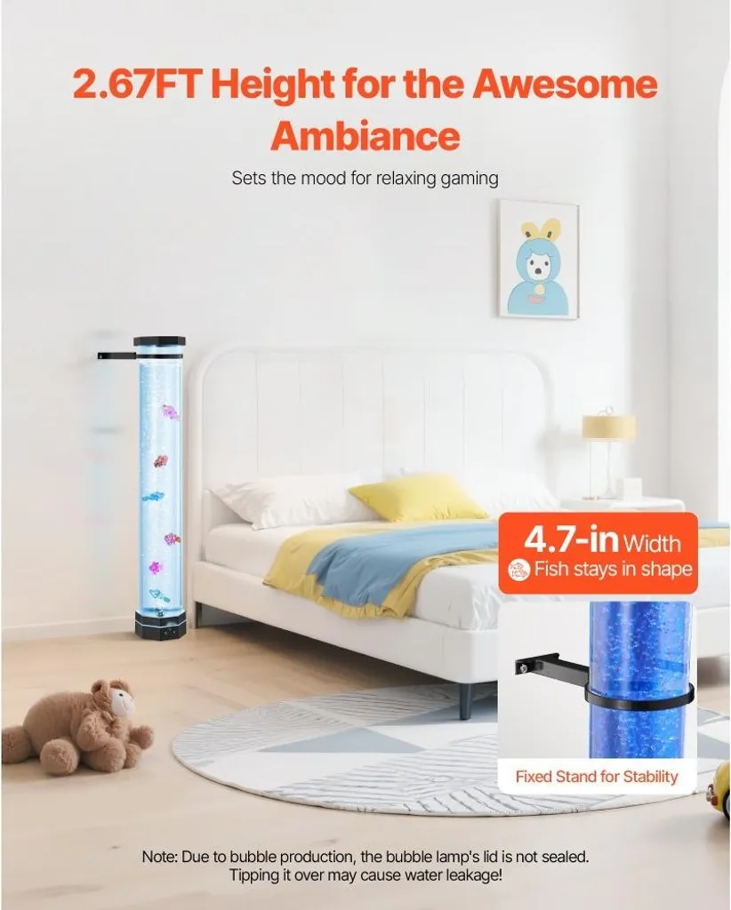 Lampada Lavica 80cm Effetto Acquario | 16 Colori LED e Pesci Tropicali - 4