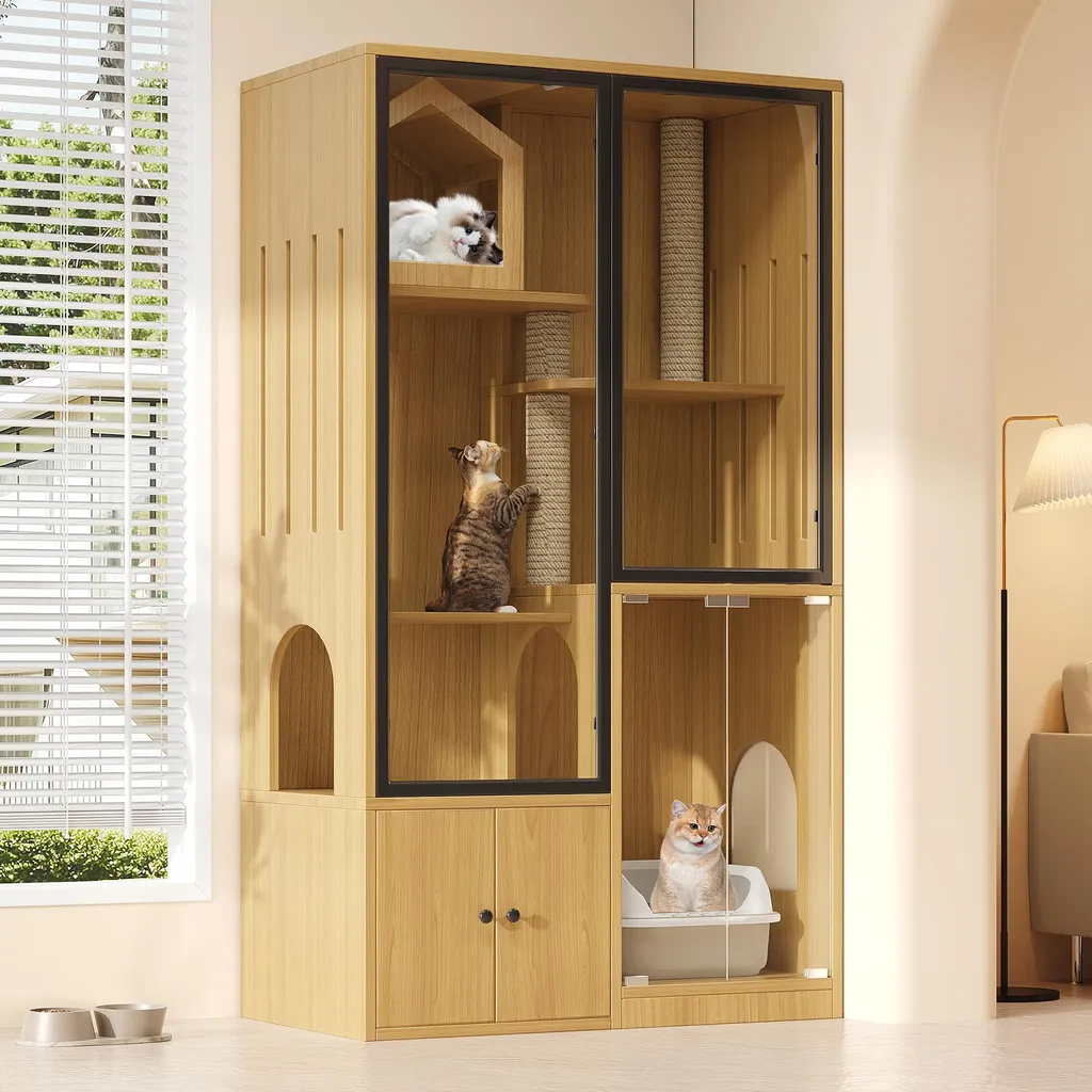 Cachez la litière de vos chats grâce à cette villa design érable jaune - 14