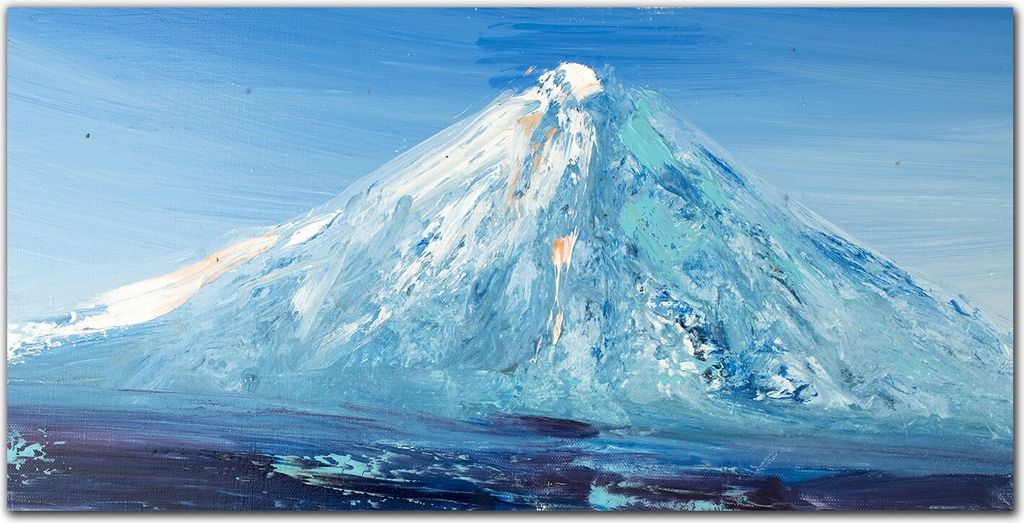 Coloray - Bild aus Glas - Glasbilder - 100 x 50 cm - Glasblock mit Bild Gehärtetes Glas Wohnzimmer Dekoration Wanddekoration Küche - Berg Himmel