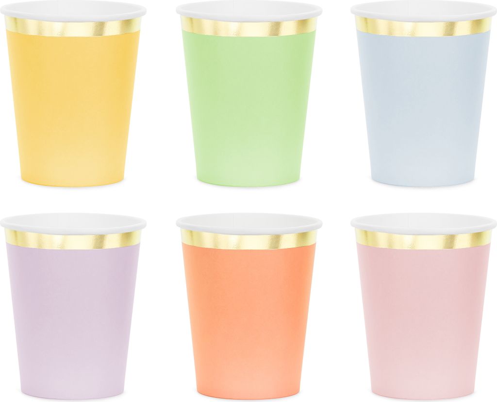 Gobelet en carton 220ml avec bord doré Lot de 6 Image du produit 