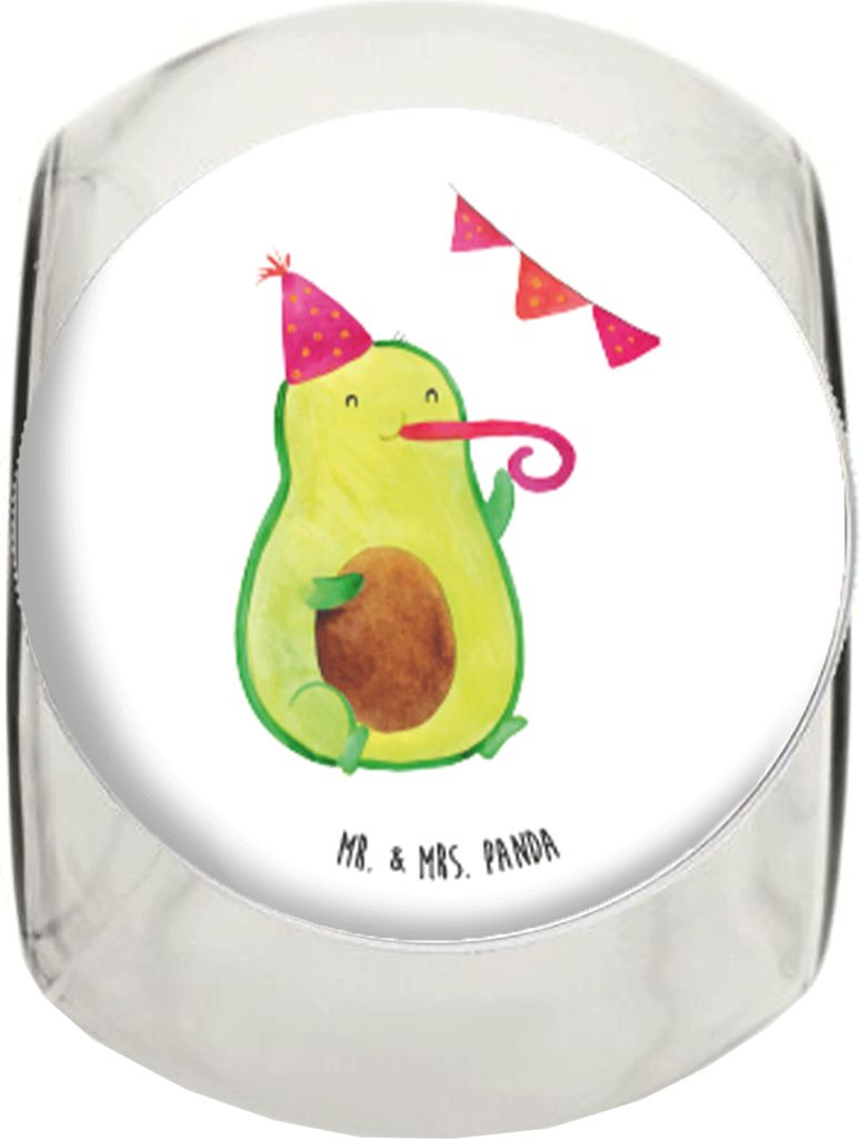 Mr. & Mrs. Panda Süßigkeitenglas Avocado Geburtstag XL 2000ml - Weiß - Geschenk, keksdose glas, Bonboniere, Kaffeedose, Frucht, Vorratsbehälter...