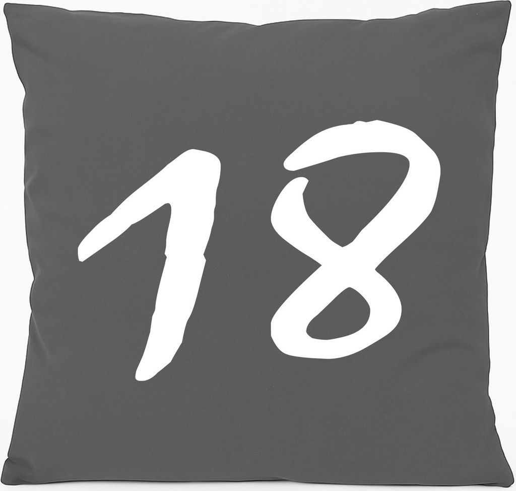 Huuraa Sofakissen 18 Geburtstag Geschenk 40x40cm mit Füllung Steel Grey Baumwolle 18 Mitbringsel