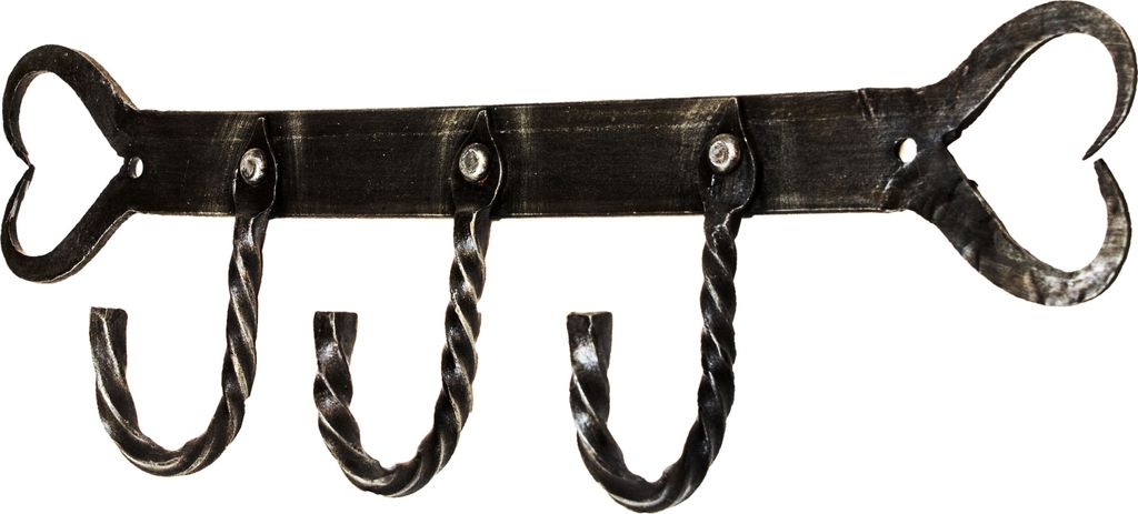 Vintage Garderobe Kleiderhaken Schwarz Tirza 30cm groß 3er Haken | Hakenleiste Wandhaken für die Wand oder Tür | Kleiderhakenleiste Garderobenha...