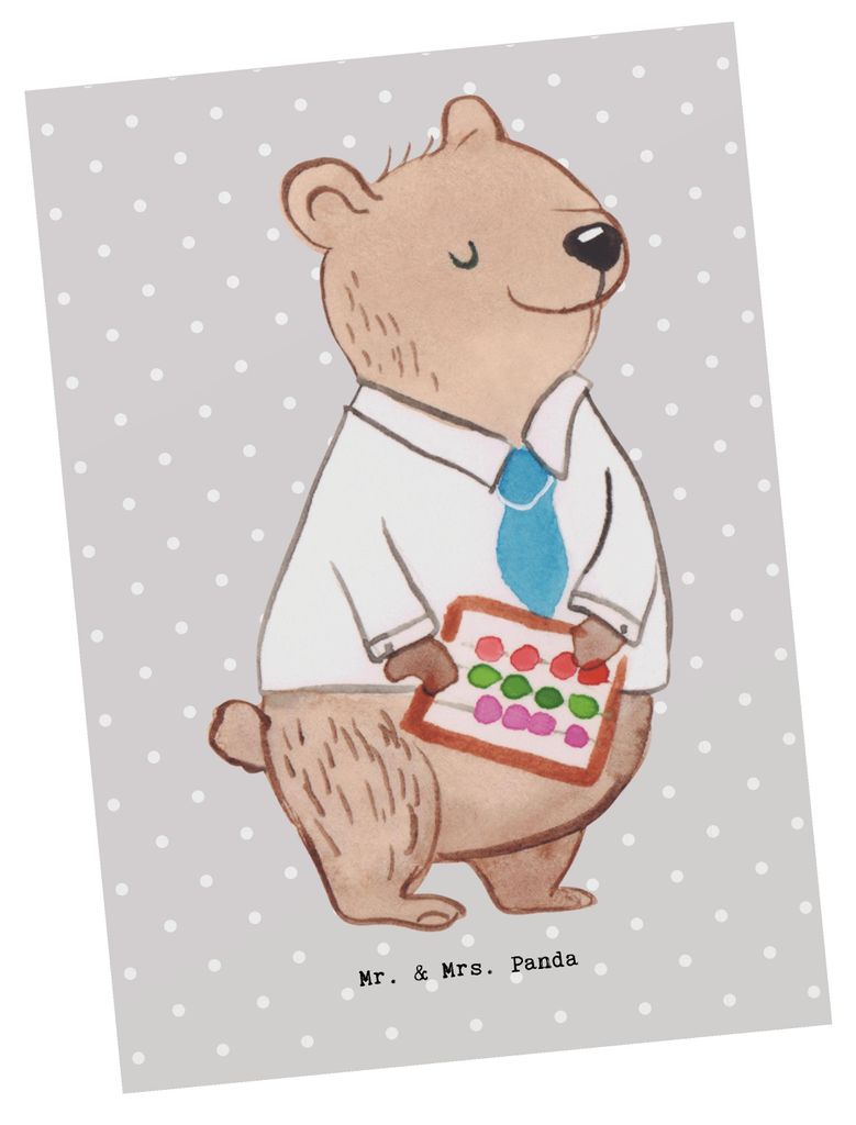 Mr. & Mrs. Panda Postkarte Bankfachmann Herz - Grau Pastell Produktbild 