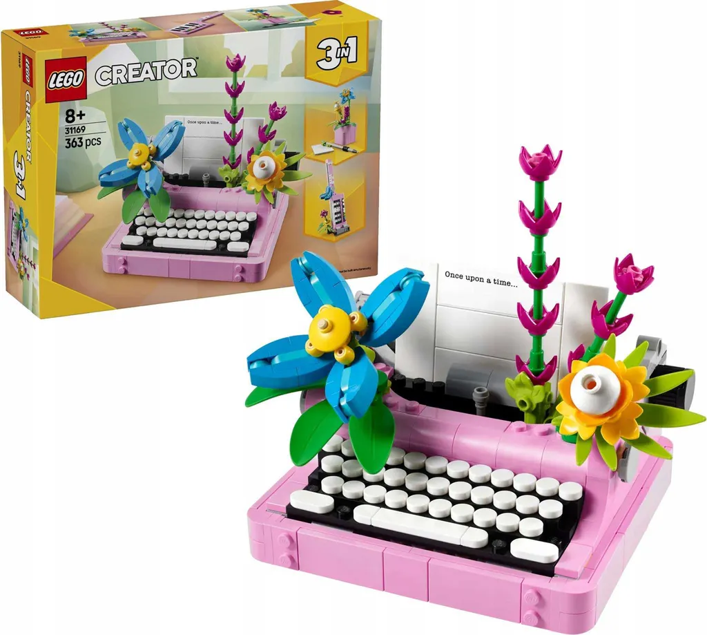 Machine à écrire LEGO Creator 31169 avec fleurs, objet de collection rétro - 43