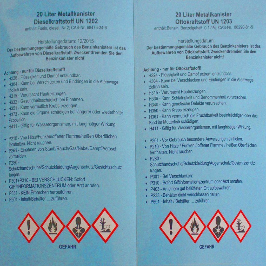 2x Benzinkanister Kraftstoffkanister Metall 20 Liter Produktbild 8