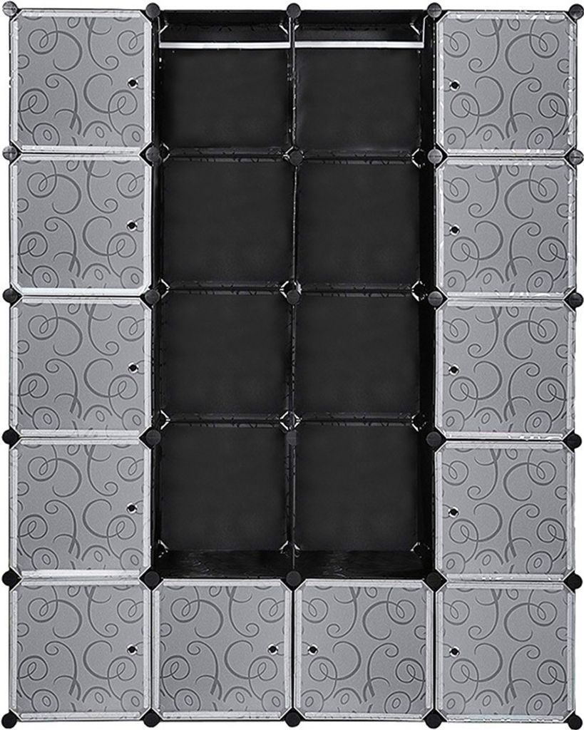 Aopunly 20 Boxen DIY Regalsystem Kleiderschrank Garderobenschrank Schrank Steckregal 142x37x180cm Schwarz und weiß