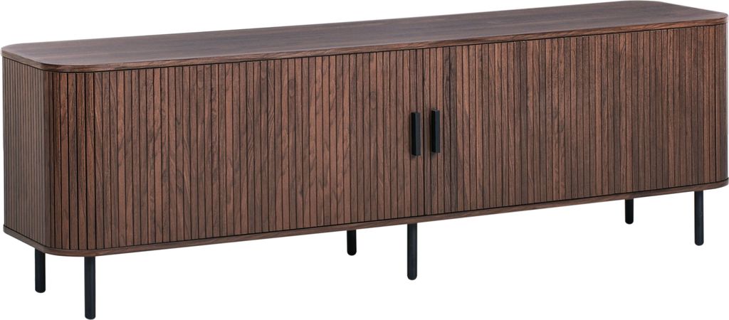 BELIANI TV-Möbel Dunkelbraun MDF-Platte mit 2 Schiebetüren Produktbild 