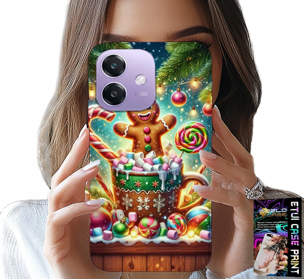 Cover Natalizia Oppo A40M / A40 con Vetro Protettivo - Design Gingerbread