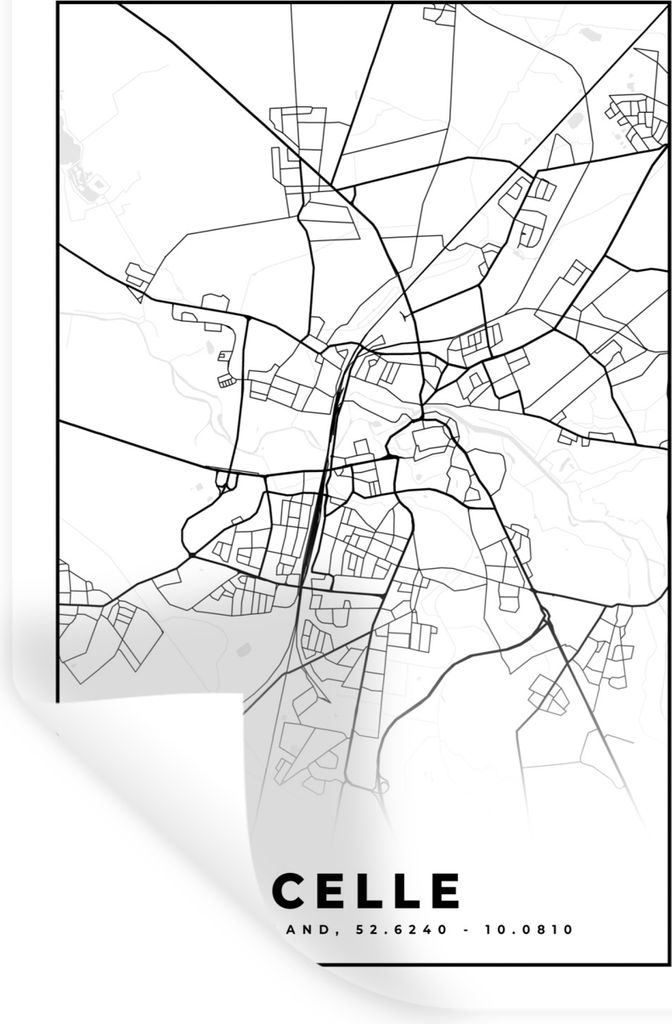 MuchoWow Wandtattoo Wandsticker Wandaufkleber Karte - Stadtplan - Celle - Karte 40x60 cm Selbstklebend und Repositionierbar - Wierderverwendbar -...