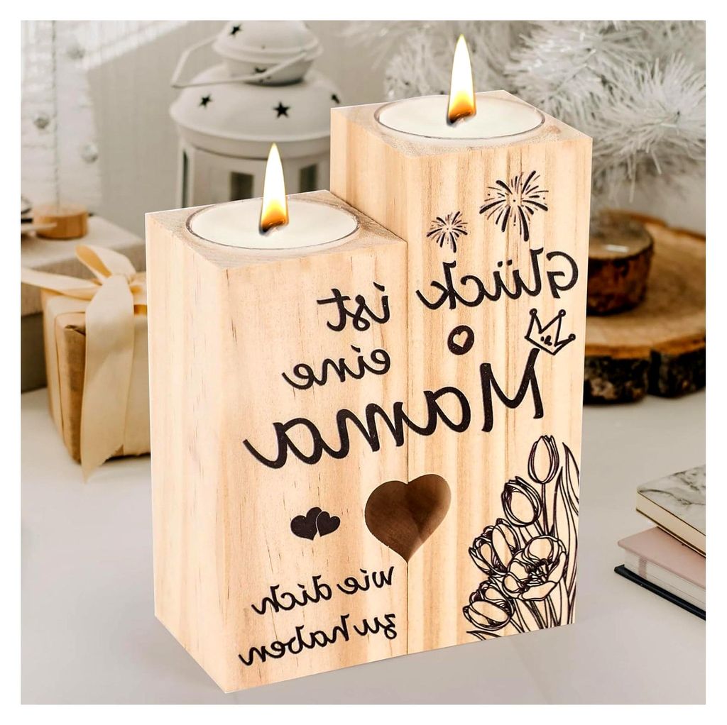 Kerzenständer aus Holz für Mama - Geschenk zum Geburtstag, Muttertag und Weihnachten