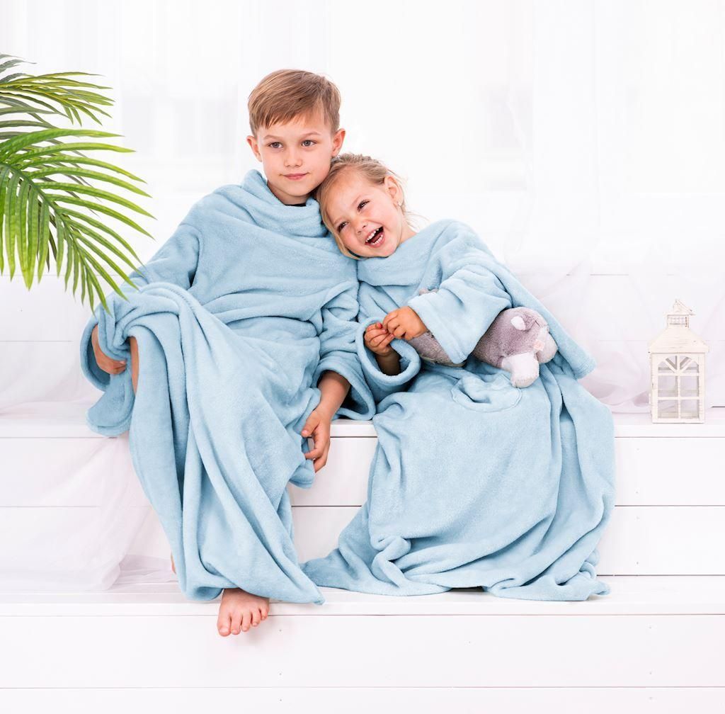Ärmeldecke Lazykids für Kinder - Kuscheldecke mit Ärmeln, Farbe:Baby blue