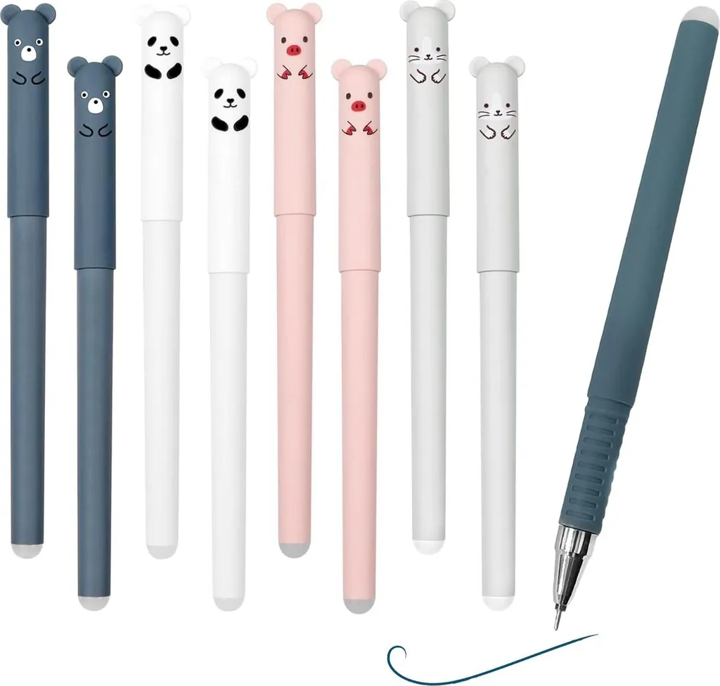 Stylos gel effaçables pour étudiants et enfants motifs animaux lot de 20