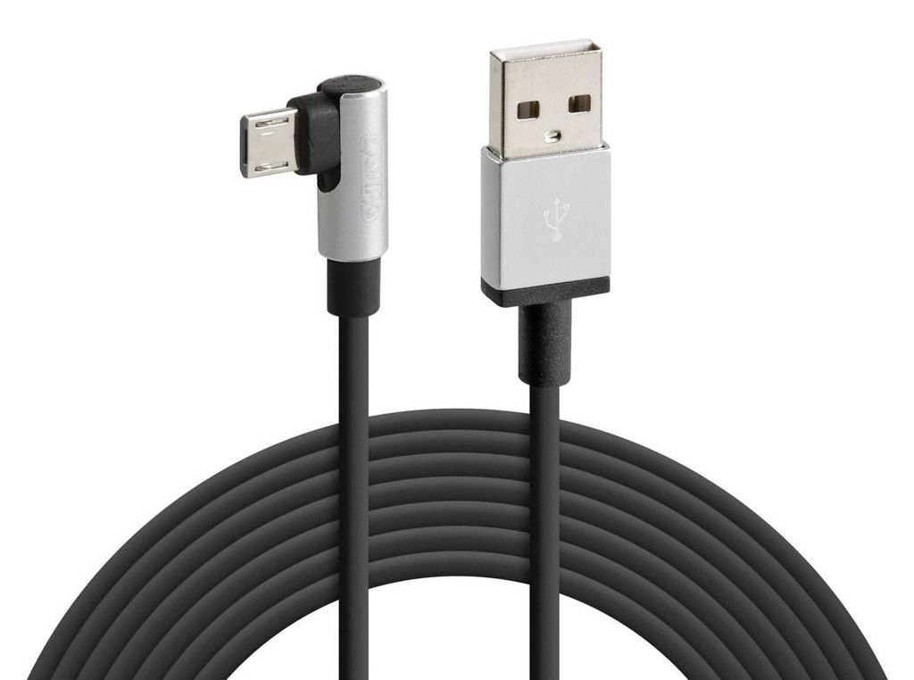 Kabel Lampa 90° USB Micro-USB - 200 cm - Schwarz