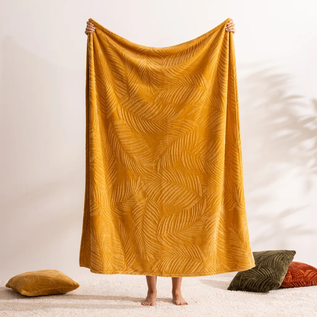 Plaid Atmosphera Zoa Flanella Ocra 150x125 cm - Fornitura Qualità - 4