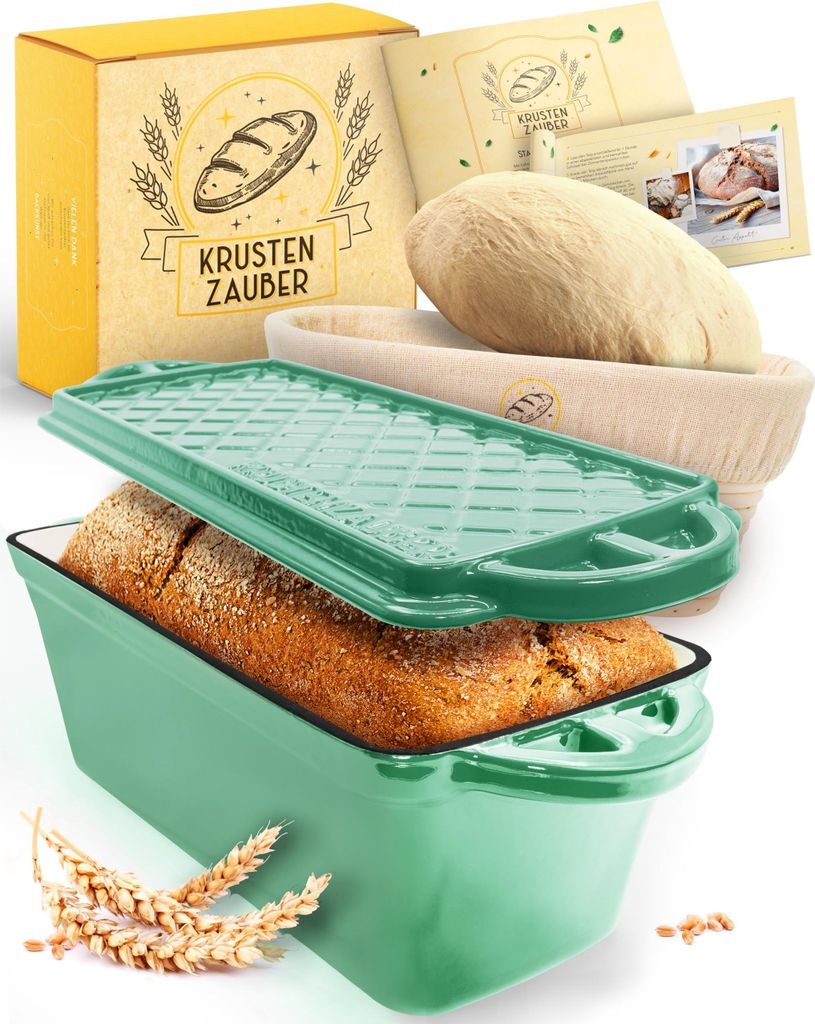 KRUSTENZAUBER Emaille Brotbackfrom mit Deckel inkl. Gärkorb Produktbild 