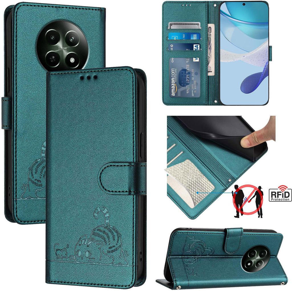 Leder Hülle für Realme 12 5G Süße Katze Flip Case Produktbild 