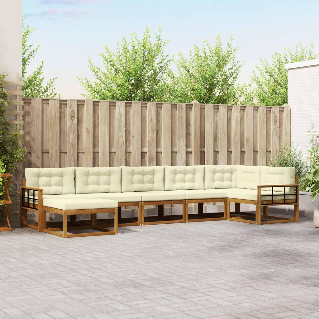 Outdoor-Sofagarnitur mit Kissen (7 pcs)- CLORIS - Natur und Creme - Gartensofas C251