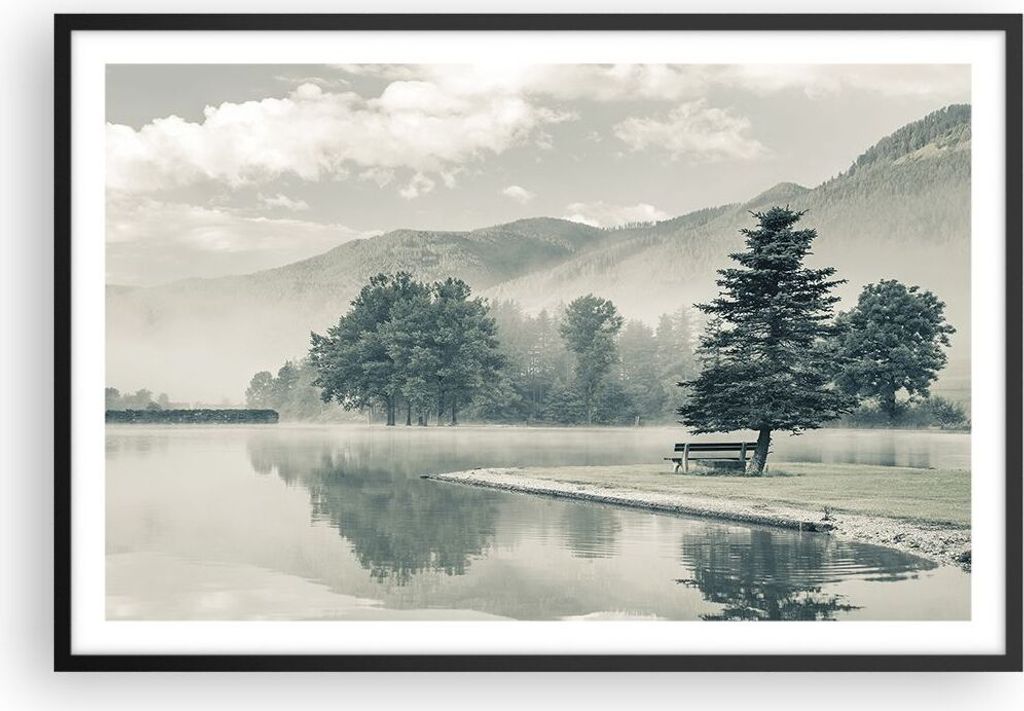 Gerahmtes Poster - Schwarzer Rahmen - Cool Landschaft Berge - 91,5x61 cm - Wand Bild - Wanddeko - Wandbilder - Kunstposter - Wandposter - Bilderrah...