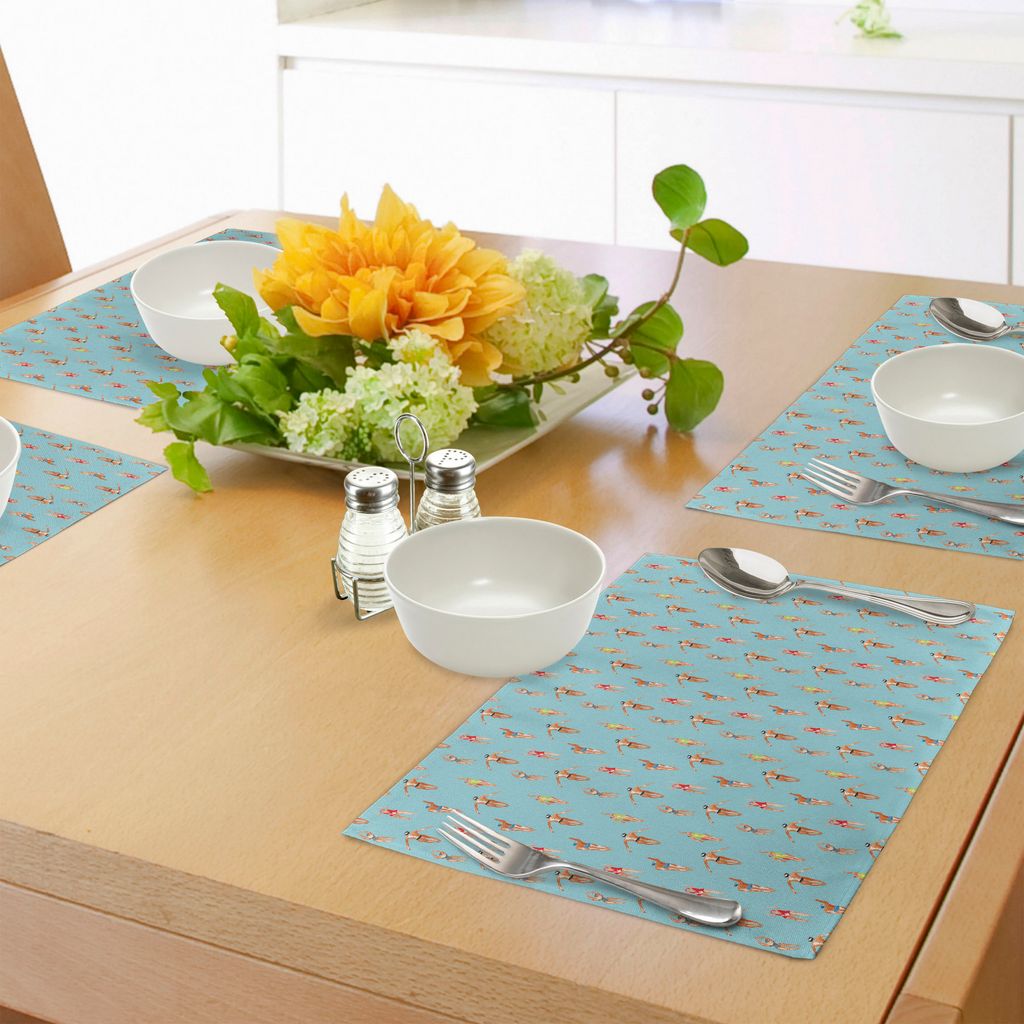 ABAKUHAUS Sommer Platzmatten, Aquarell-Art-Männer und Frauen schwimmt im Meer Sport-gesunden aktiven Lebensstil, Tiscjdeco aus Farbfesten Stoff f...