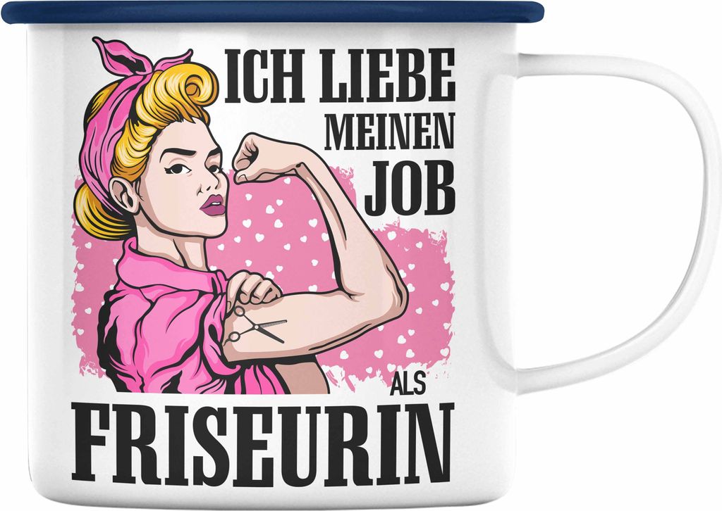 Trendation - Friseurin Emaille Tassen Geschenk Zubehör Geschenkideen Friseursaloneröffnung Frisörin Emaille Tasse Emaille Emaille Tasse Spruch F...