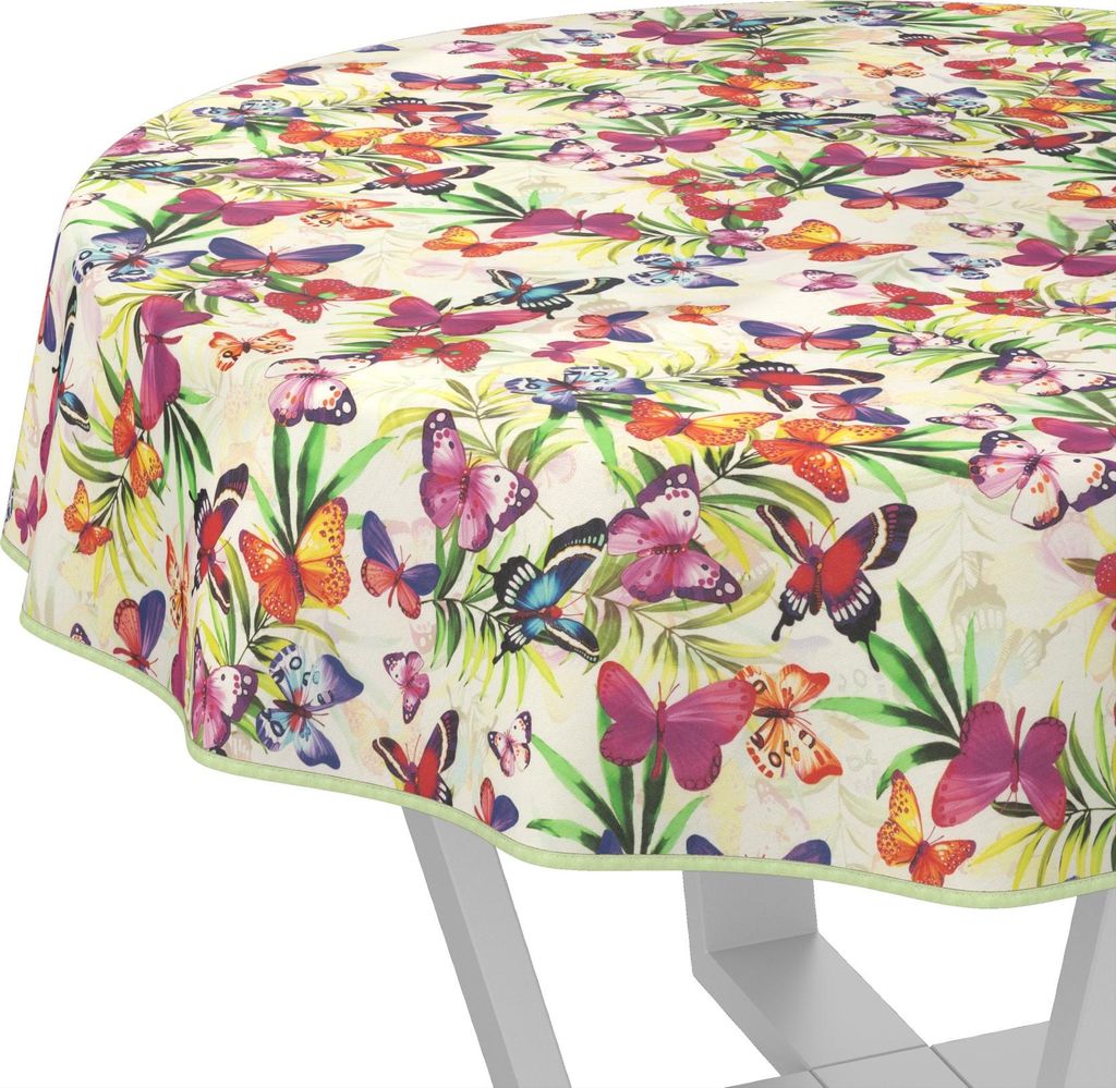 Tischdecke Lucia-Palmen Bunt Rund 140cm Band