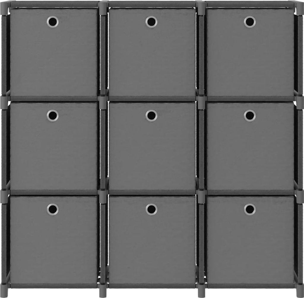 vidaXL Police z kostek s 9 boxy šedá 103x30x107,5 cm látka Obrázek produktu 