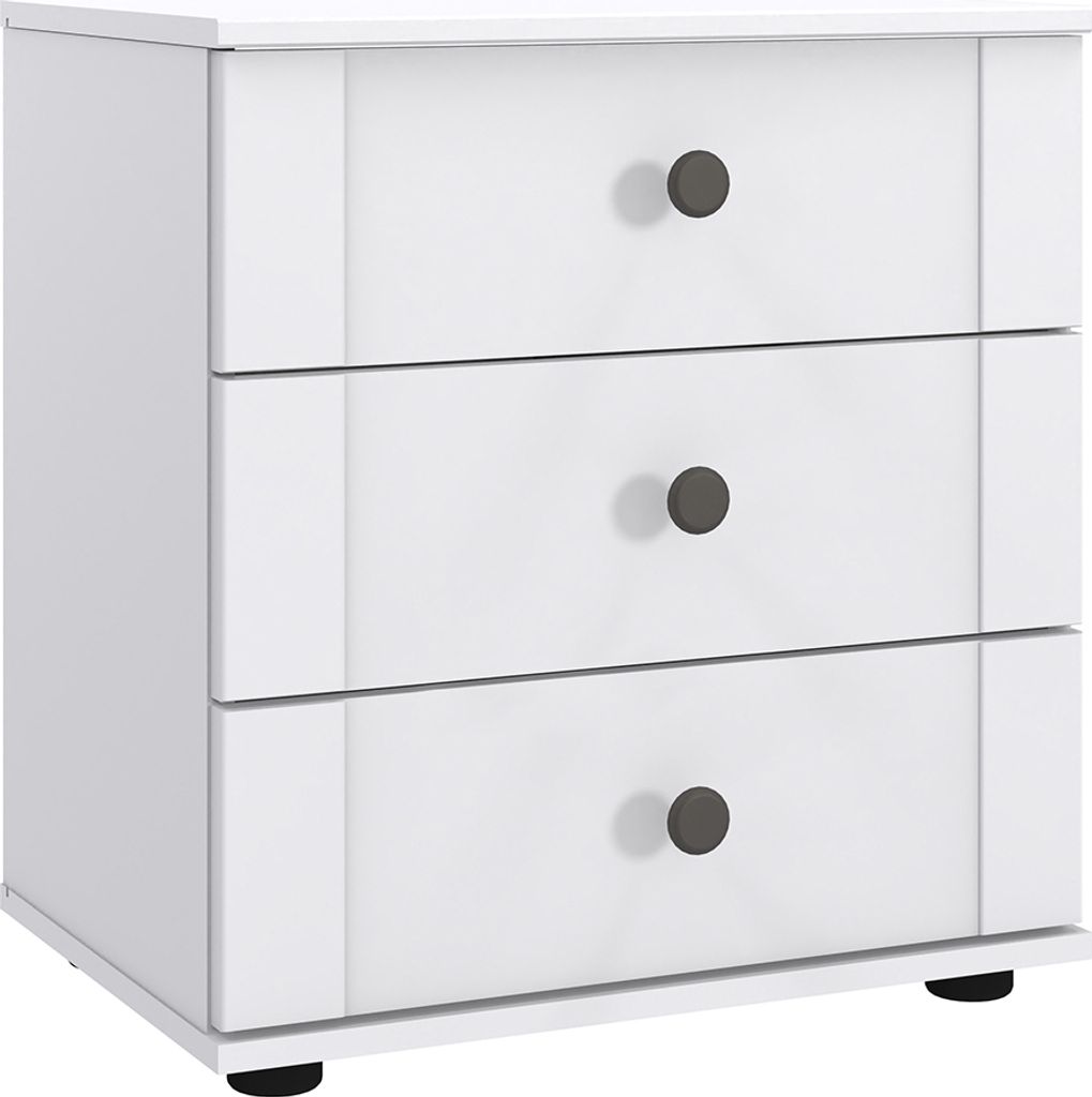Nachttisch, 3 Schubladen, weiß, CROPANI-43