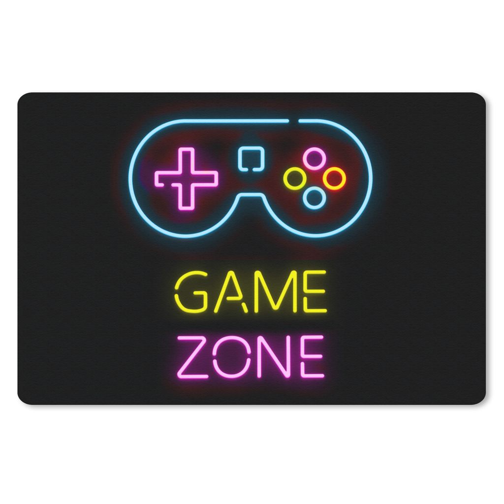 MuchoWow Gaming Mauspad Mousepad Controller - Spiel - Neon - Schwarz - Zitate - Spielzone 27x18 cm - Mousepads - Maus Mat - Pad - Mausunterlage -...